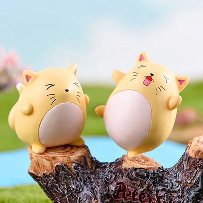 Kids Mini Plastic Toy Decor PVC Kitten Animal Keychain Miniature Cartoon Figure Model Cake Topper Fat Cat