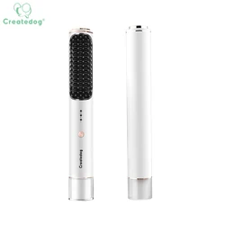 Перезаряжаемый портативный мини-выпрямитель для волос с отрицательными ионами, горячая расческа для волос, выпрямитель для бороды, розовая щетка для волос