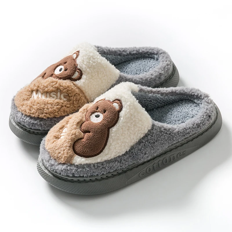 2021 New arrival winter warm home household room soft plush furry cute lovely cartoon slides slippers