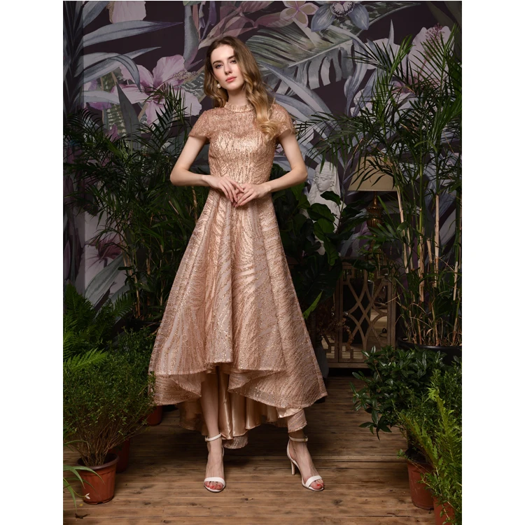 New Design Fashion rose gold satin party Prom Gowns 2022 luxury evening dress