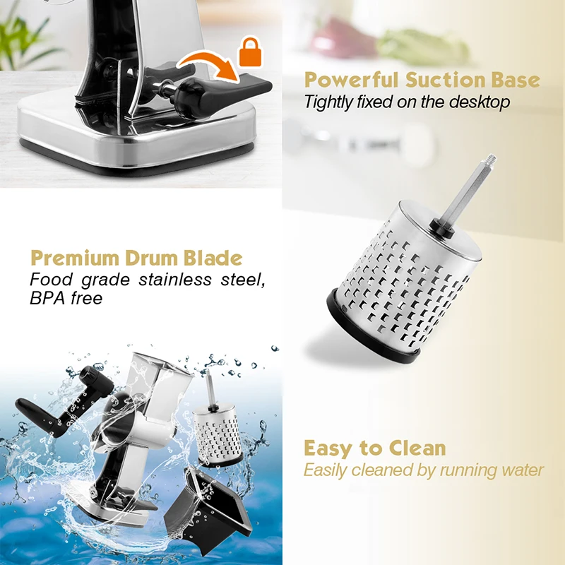 Multi purpose manual food vegetable grater slicer potato  cheese grater stainless rotary