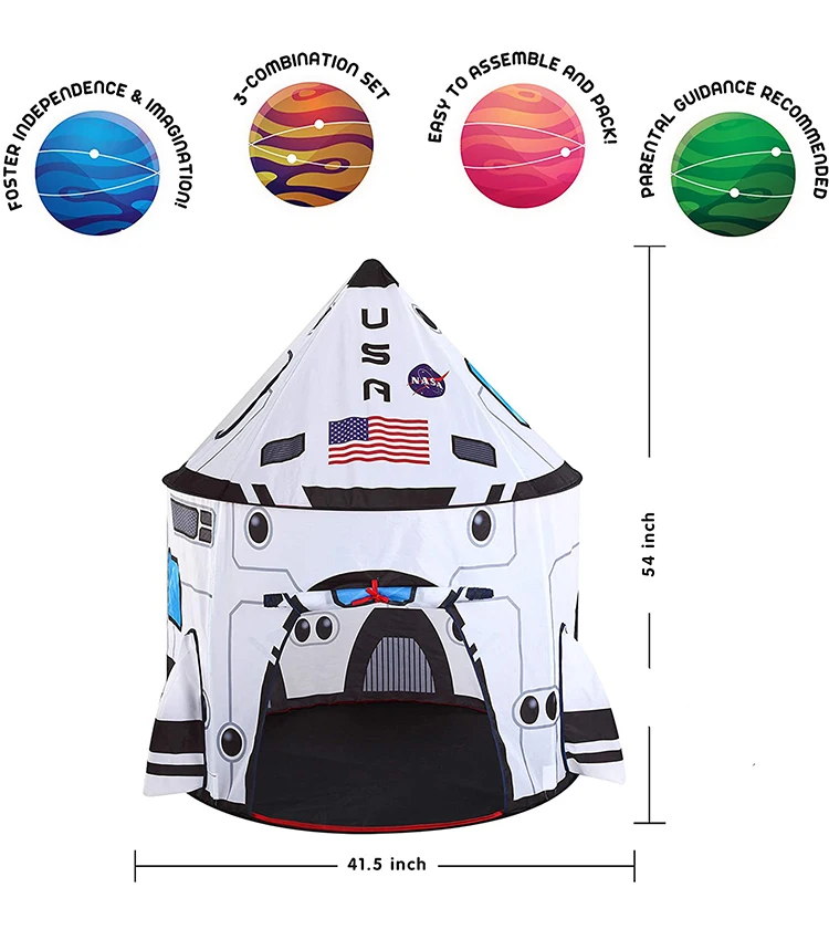 White rocket boys and  girls Castle style children kids play tent