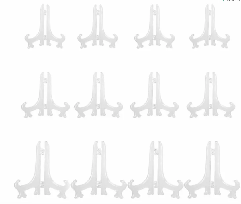 transparent plastic easel used to display photos, plates, or other objects at weddings and other events