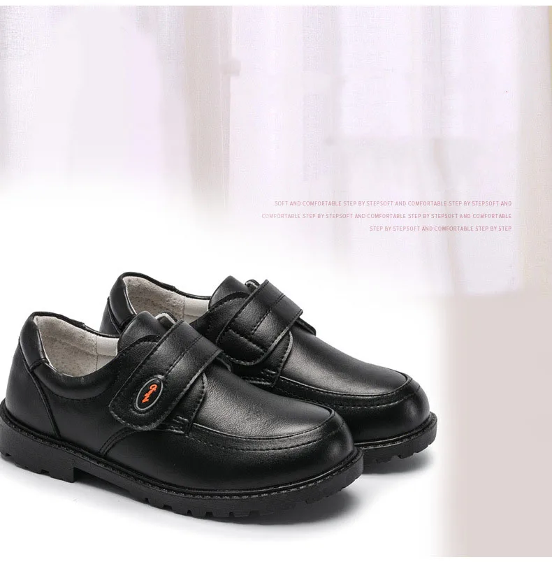
European Style Fashion Elegant Children Casual Shoes Boys Girls Stylish Black Leather Dress Kids Bulk Orthopedic School Footwear 