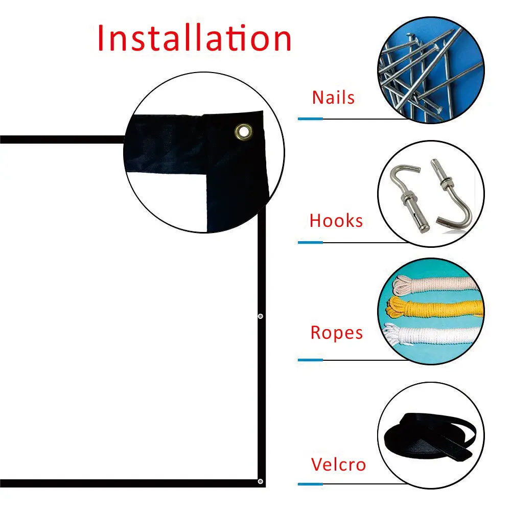 Front Projection 3D Silver Screen / High Gain projector Screen PVC Fabric Cinema with eyelets