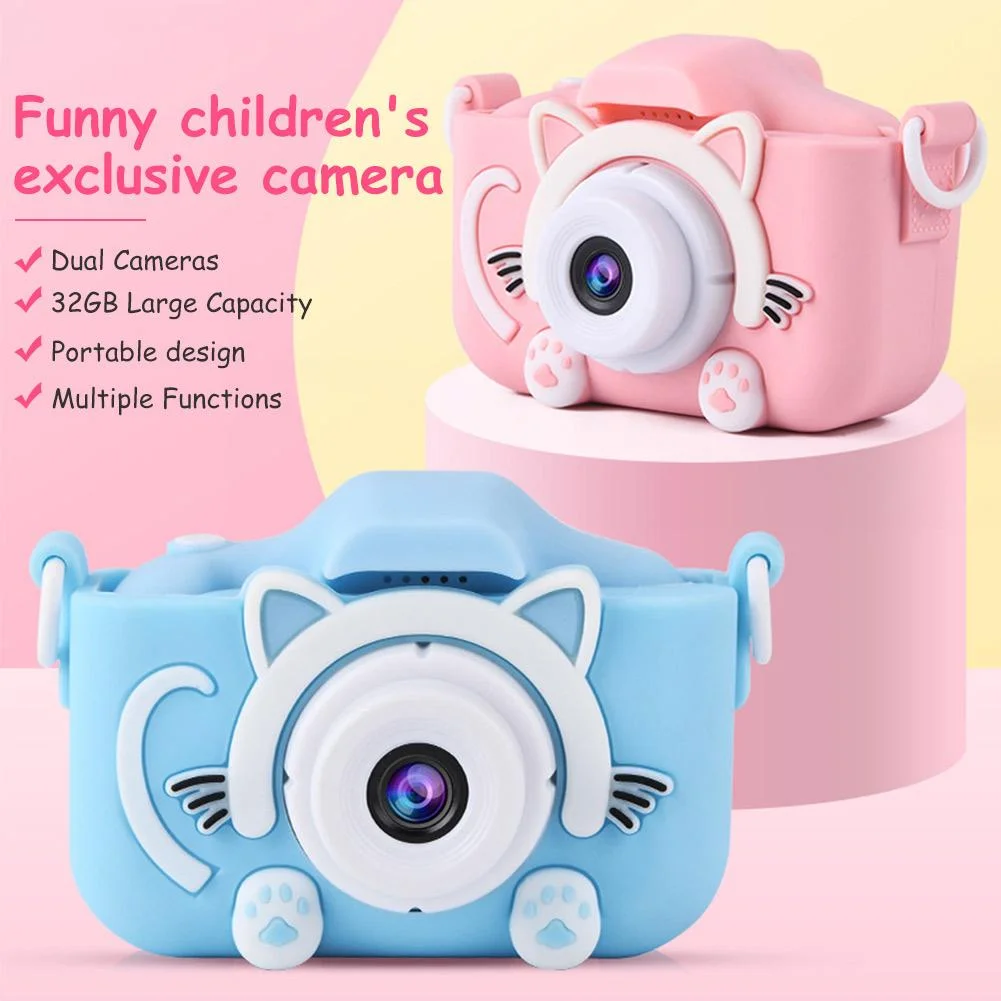 Factory Wholesale Cute Cartoon Kids Toys Cat Child Photo HD A1 Digital Video Action Play Built-In Games