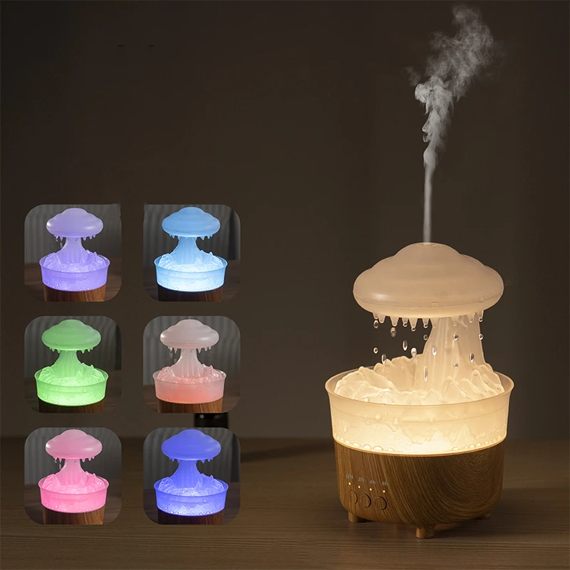 IMYCOO Best Seller Portable Rain Water Cloud Humidifier With TImer Night Light China Supplier Home Rain Drop Mushroom Diffuser