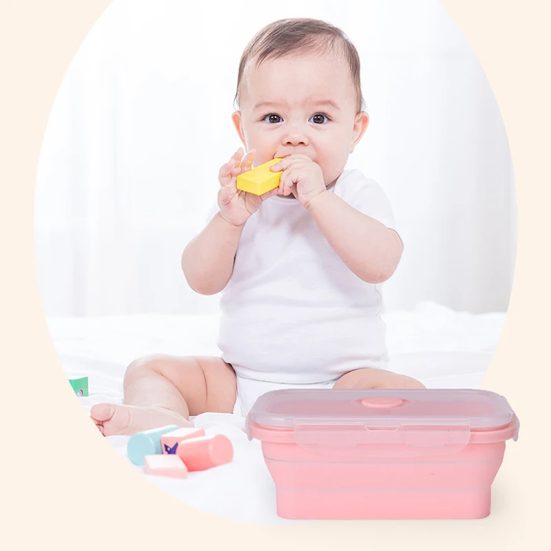 Top Seller  Capacity Silicone Bento Lunch Boxes Portable Microwaveable foldable Food Storage Container for kid camping school