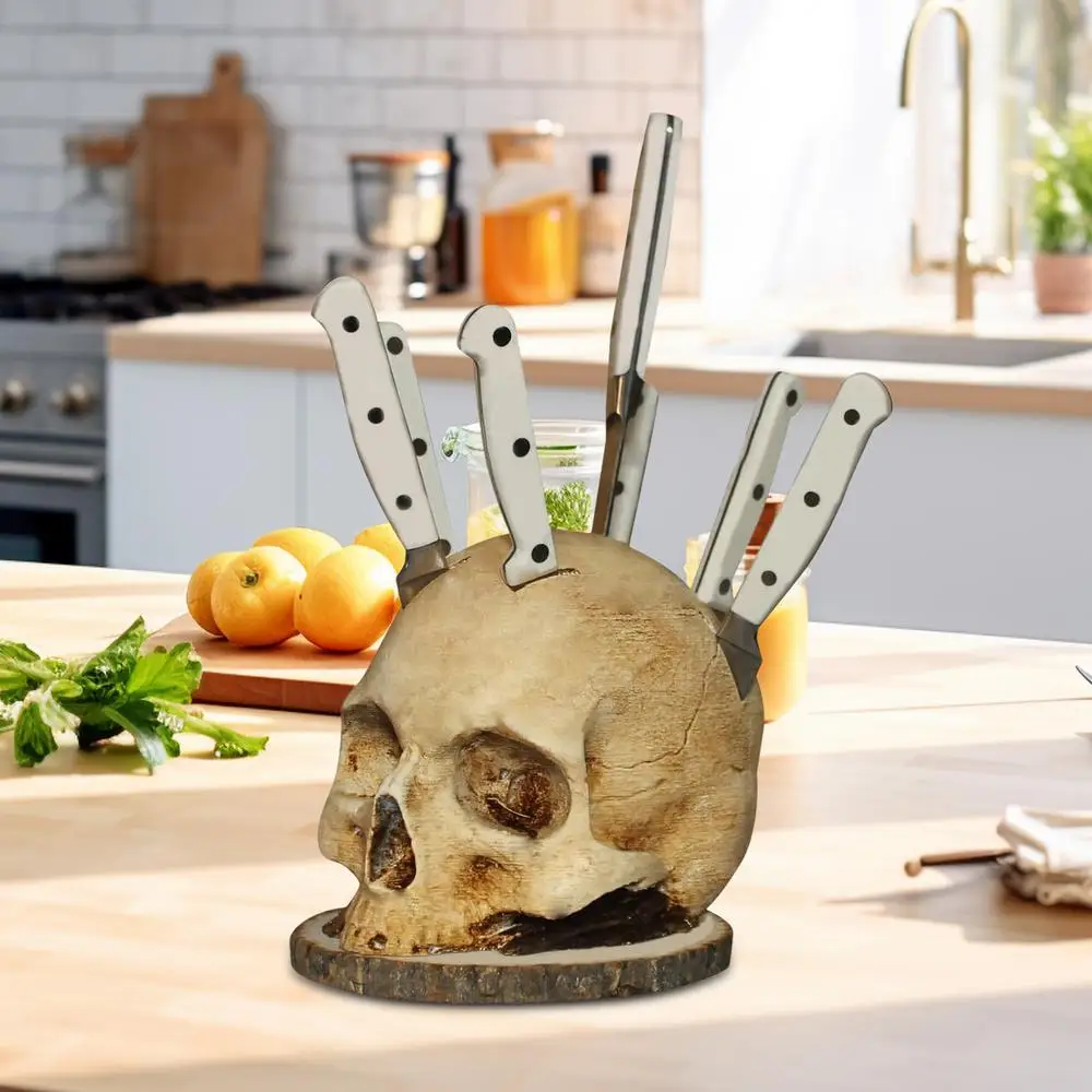 Resin Gothic Scary Skeleton  Sk Ull Holder for Halloween Knife and Fork Storage Gothic Sk Ull Knife Organizer Holder