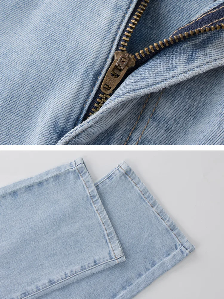 Customized order 2014 new arrival Light denim jeans washed high-waisted wide-leg women pants