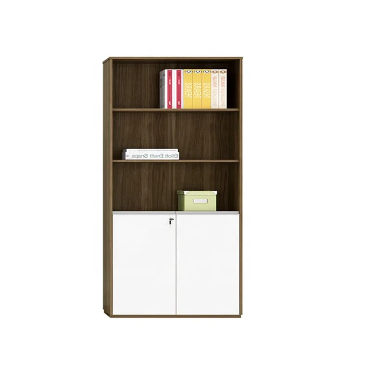 Modern Wooden Bookcase Brown and White Storage MDF Wooden Book Shelf With Storage Doors