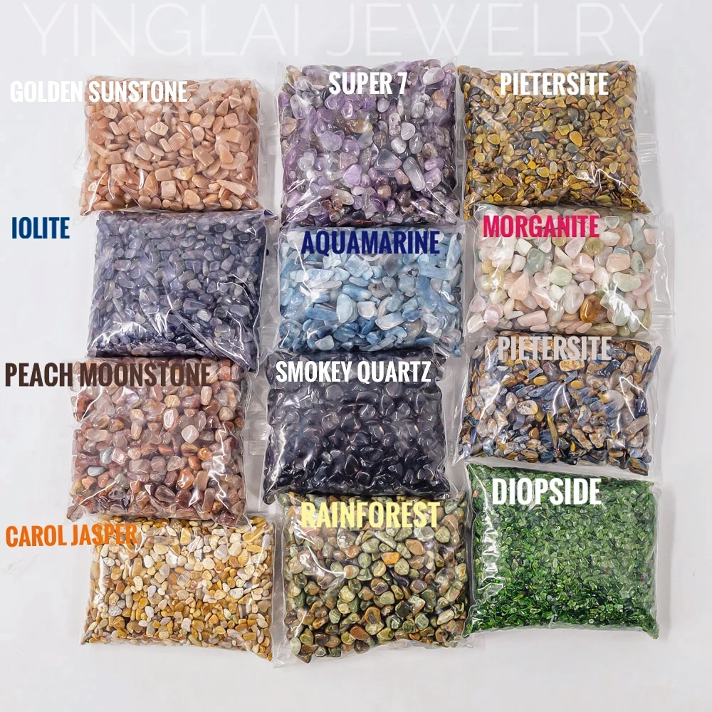 Wholesale natural crystal healing stone chips folk crafts crystal quartz tumbled gravel