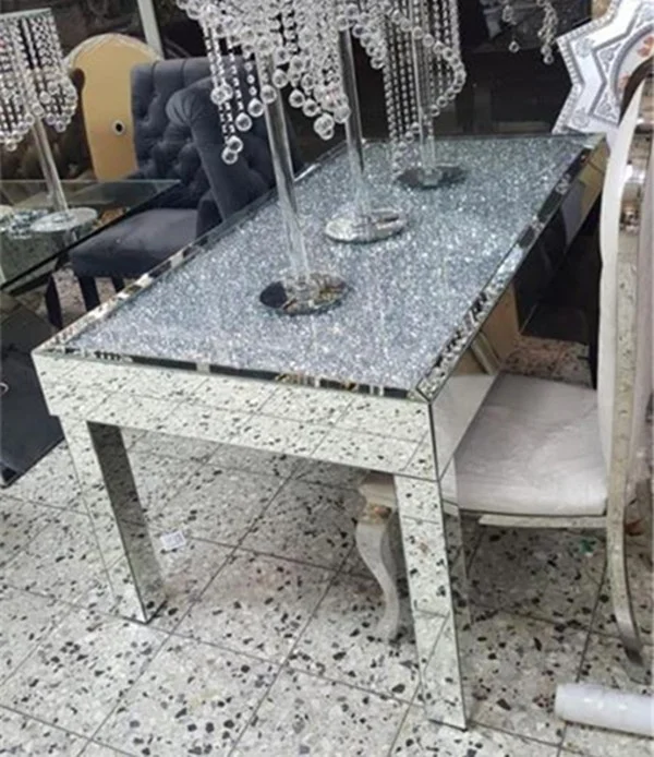 Modern Simple Silver Diamond Dining Table Set People New Style Modern Dining Furniture for Office Use Customizable for 6 8 10