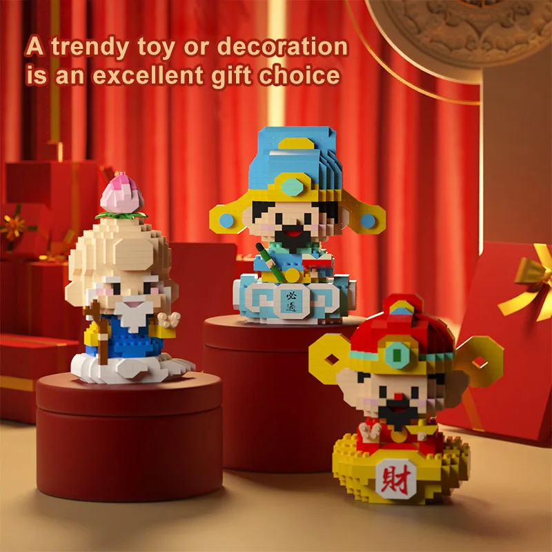 Mini Figures The God of Wealth Micro Blocks Educational assembled toy blocks Toys For Home Decor Birthday Gifts