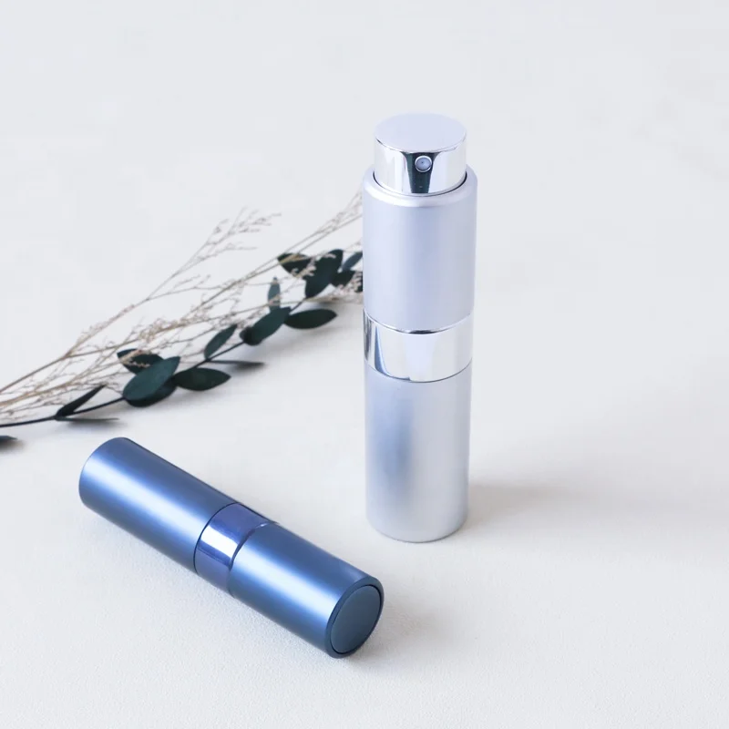 Aluminum atomizer perfume bottle twist up metal refillable perfume spray bottle