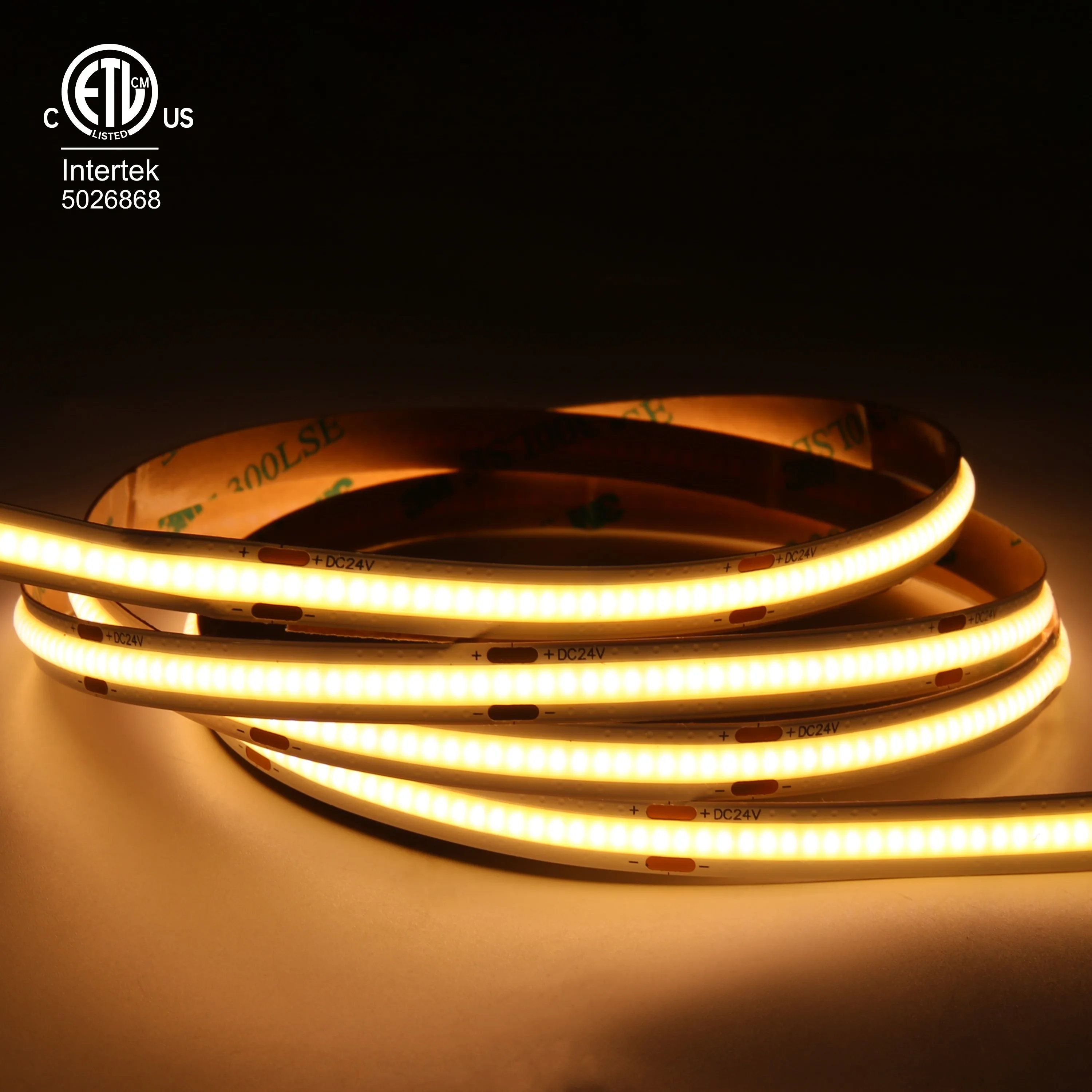 Dotless DC24V CE ETL ROSH 480leds COB LED Strip Light 2700K Warm White High Lumen COB  LED Light