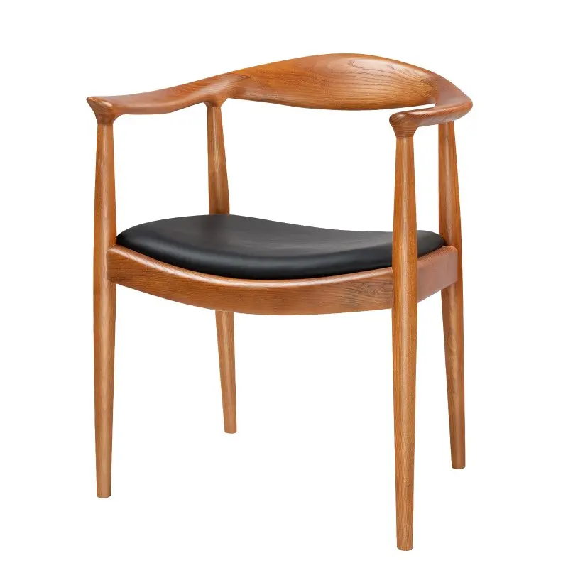 Modern American Kennedy armchair Office chair with PU leather cushion chaises de salle a manger en bois massif