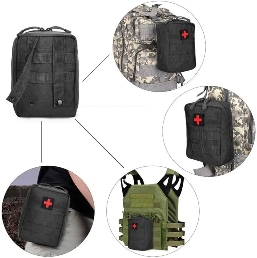 Anthrive Durable 600D Nylon Black First Aid Kit Ifak Tactical Rip Away Utility EMT Empty Medical Emergency Trauma First Aid Bag