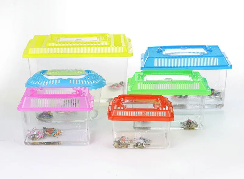 Wholesale Large Medium And Small Portable Plastic Fish Tank Transparent Turtle Tank Reptile Pet Feeding Transport Box Aquarium