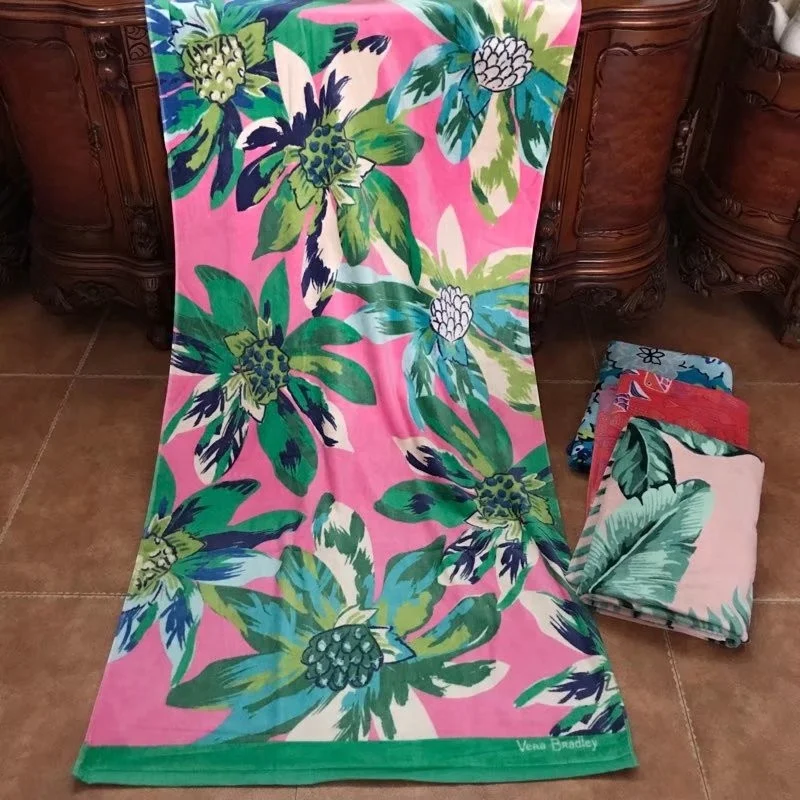  High quality printed pure cotton velour beach bath towel for