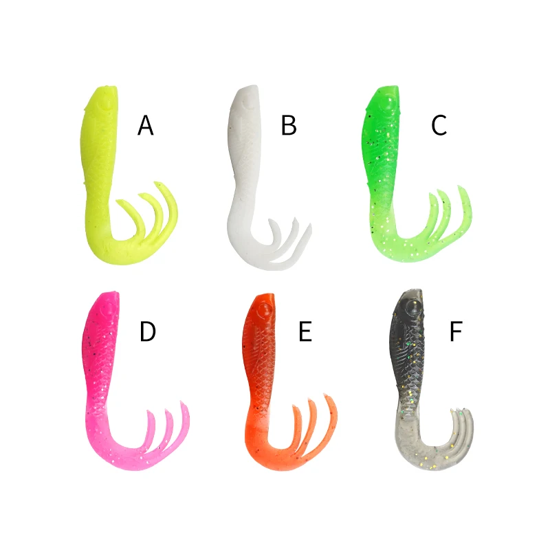 Wholesale 0.55g 3.8cm Fishing Soft Plastic Lures Fish Type Bait Split Tail Grub Worm