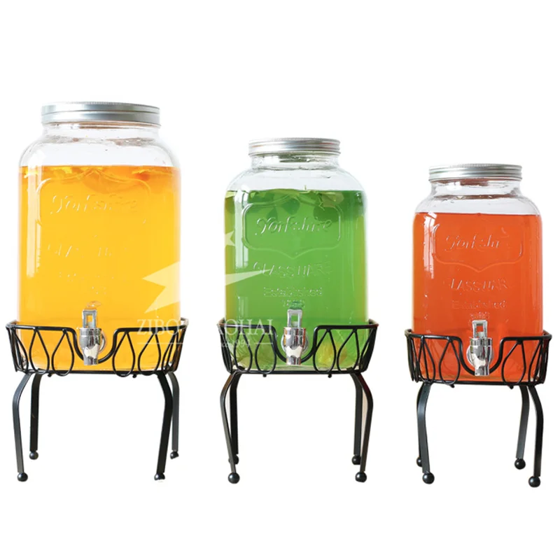Yorkshire Glass Beverage Dispenser With Spigot and Metal Stand