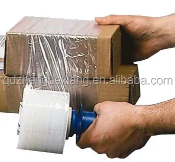 Clear PE Mini Stretch Film For Packaging Pallet Lldpe Plastic wrapping hand stretch wrap film with handle