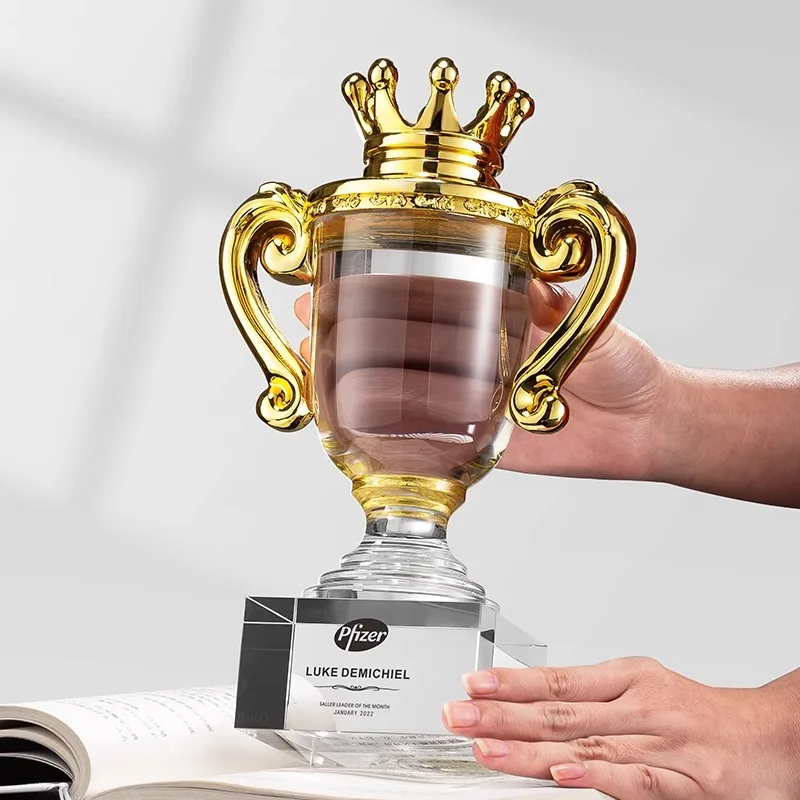 Honor of crystal K9 Crystal Gold Crown Metal Resin Award League Champion Crafts Trophy