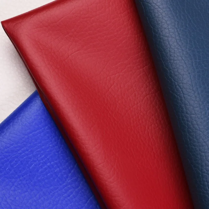 Recycling Big Litchi Texture 0.7 mm Embossed Rexine Artificial Faux Synthetic PU Leather Fabric for Clothing Bag Jackets Sofa