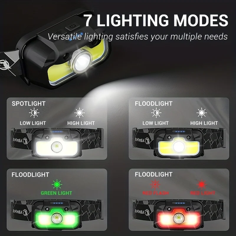 Waterproof LED White Red Camping Head Light Farming Headlamp for Versatile Use