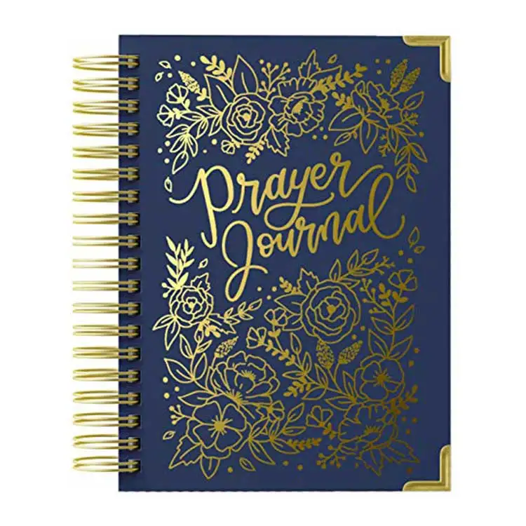 LABON Premium Gold Spiral Bound Hardcover Inspirational Christian Bible Journal Prayer Notebook