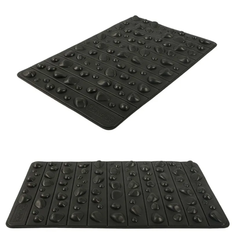 Muscle Relaxation Relieves Stress Foot Shower Scraper Bathroom Non Slip Massage Bath Mat Black