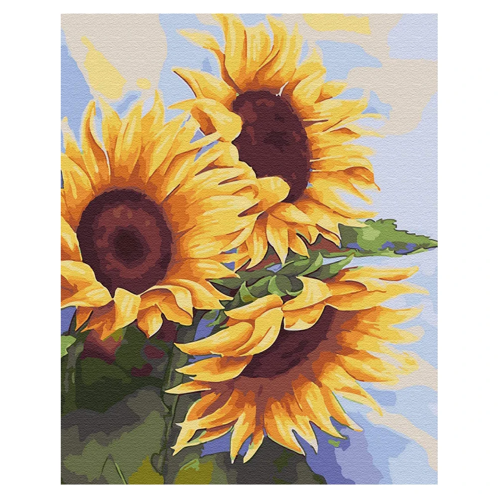 Wholesale DIY sunflower oil painting by numbers oil painting canvas painting diy paint by numbers set with custom logo