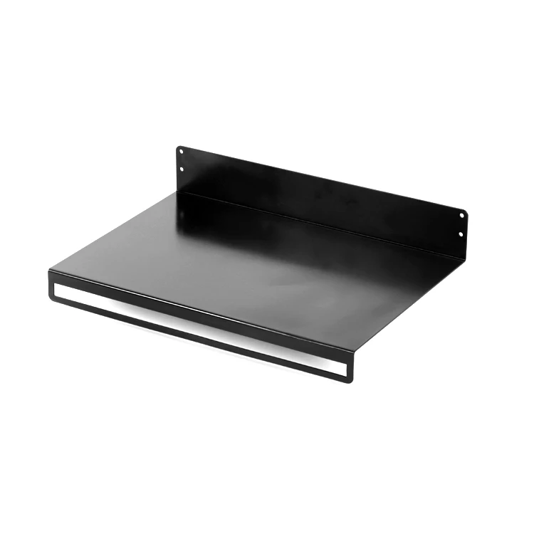 Welcomed wide shaped black metal wall shelf