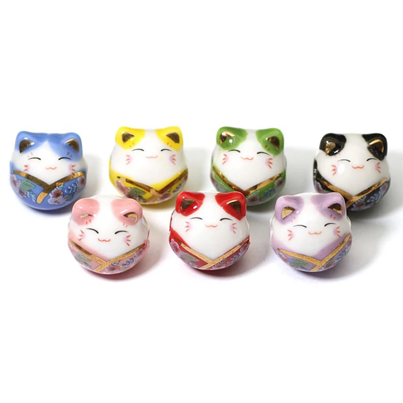 Lucky cat ceramic beads Factory high quality jewelry beads wholesale ceramic porcelain beads