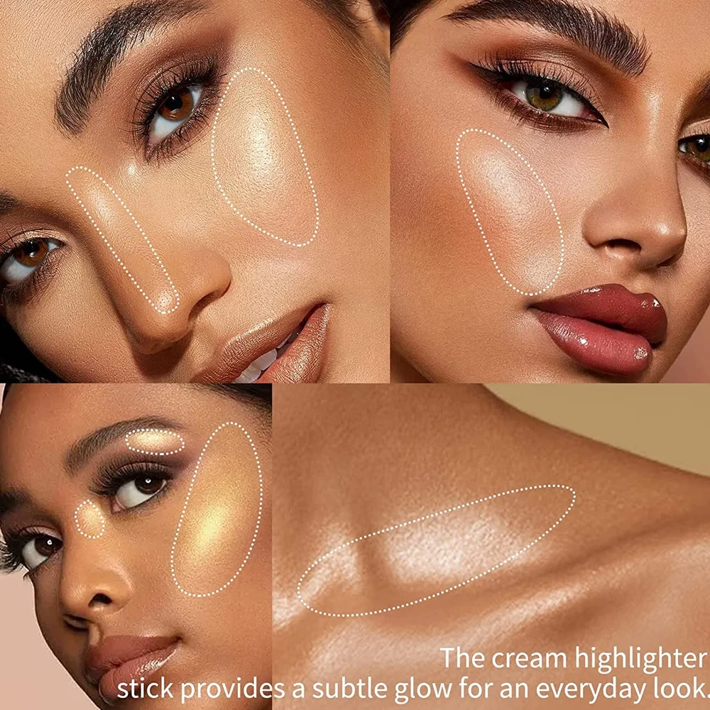 OEM Multi-use Shimmer Make Up Highlight Stick 24h Waterproof Best Vegan Cruelty Free Face Body Cream Highlighter Private Label