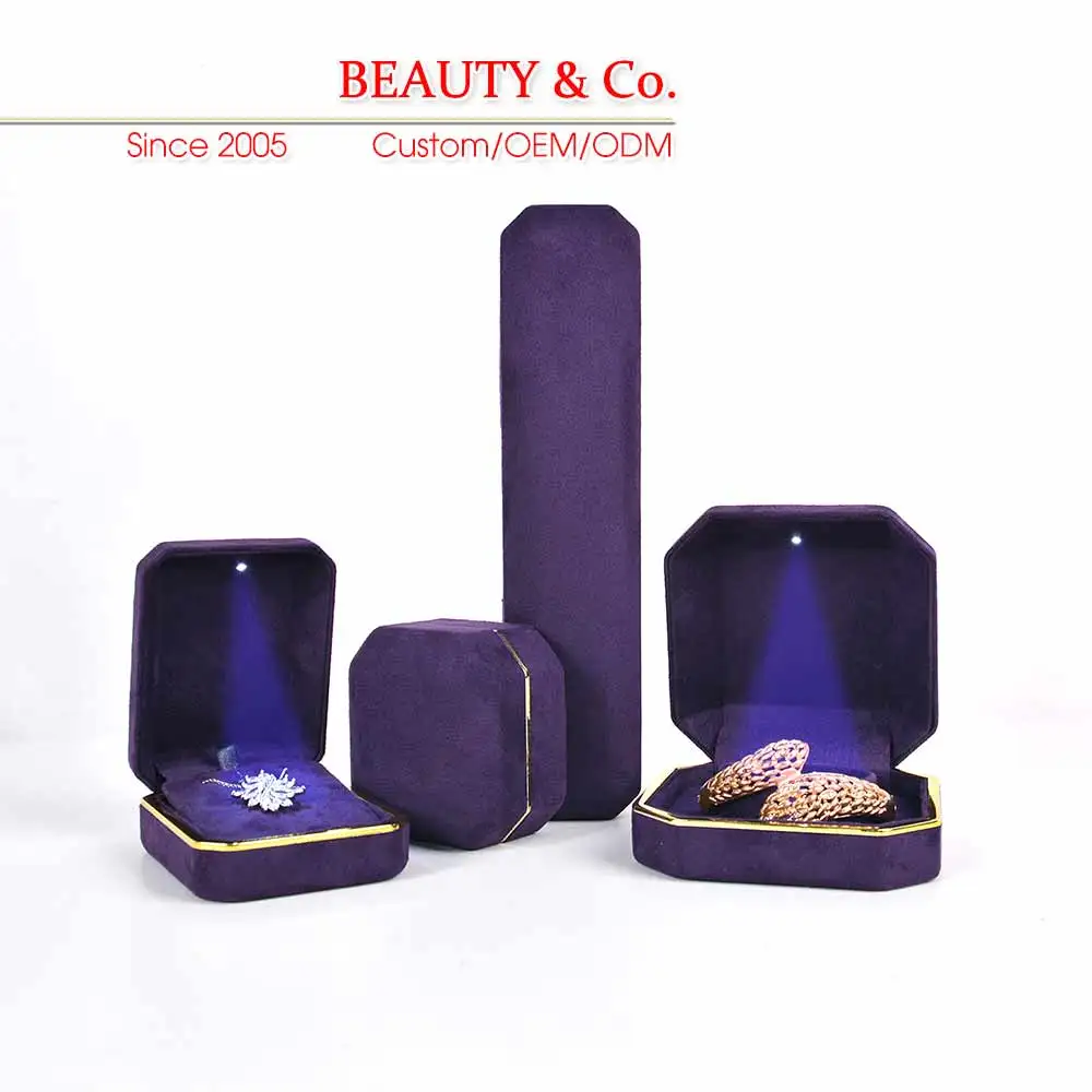 Wholesale High End Custom Velvet Led Jewelry Boxes Packaging With Logo Packaging