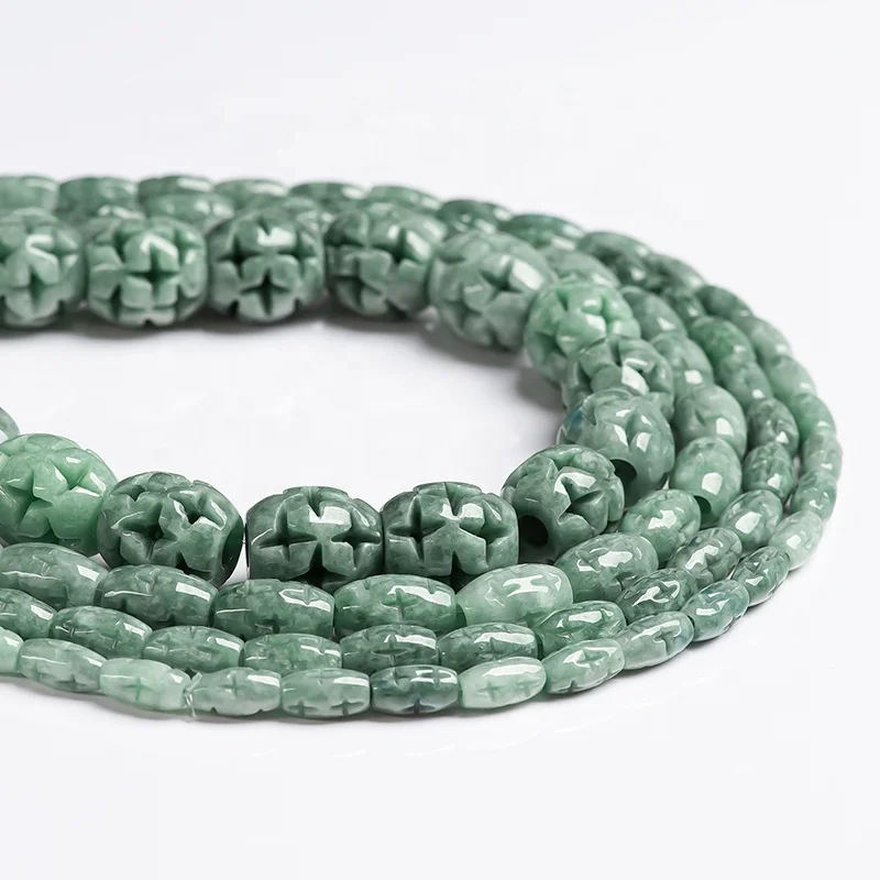 Natural jade beads large hole long beads DIY bracelet necklace manual materials factory wholesale