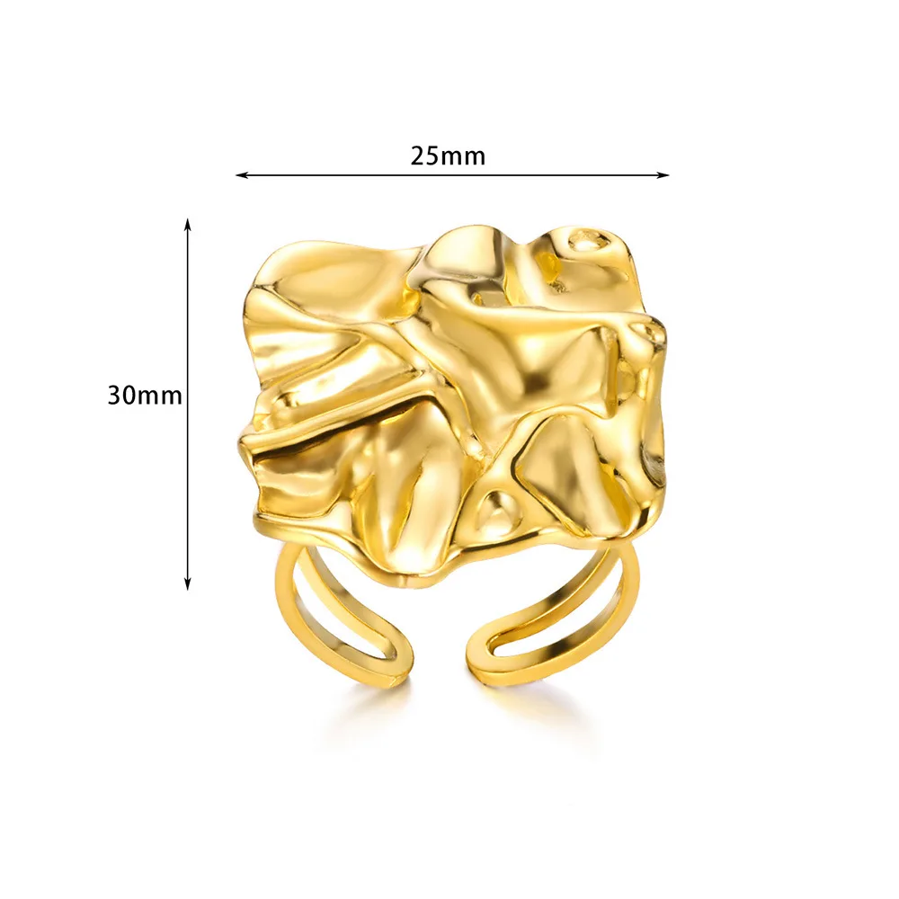 Fashion Wholesale Waterproof Stainless Steel Open Ring Gold Plated Stainless Steel Floral exaggerate rings for women