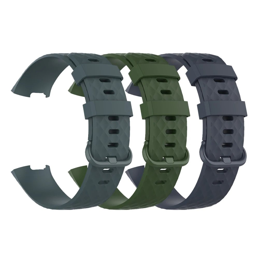 Color Buckle Replacement Comfortable Rubber Silicone Luxury Watch Band For Fitbit Charge 4 4 Se 3 3