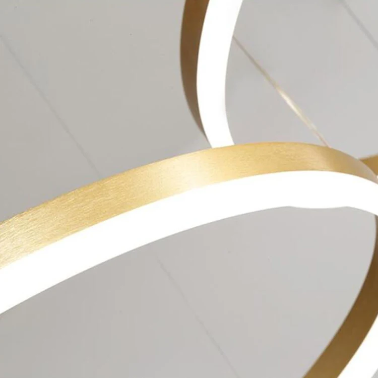 DLSSLIGHTING Европейский стиль простой золотой цвет круглые кольца светодиодный подвесной светильник для помещений подвесные акриловые
