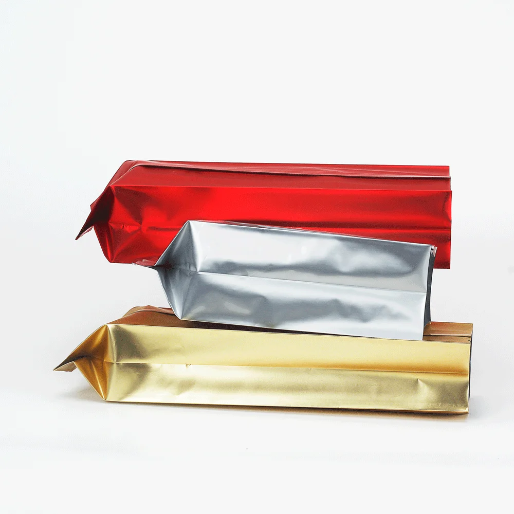 Free sample custom red black blue color print metalized side gusset coffee bag with valve