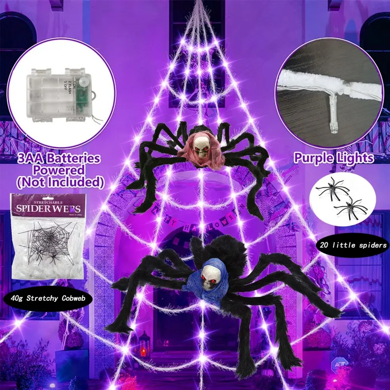 Halloween decoration spider web spider silk combination simulation big spider bar haunted house chamber scene
