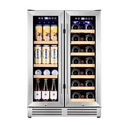 Compressor System LED Light Under the Counter Beverage Fridge Dual Temperature Zone Display Cooler