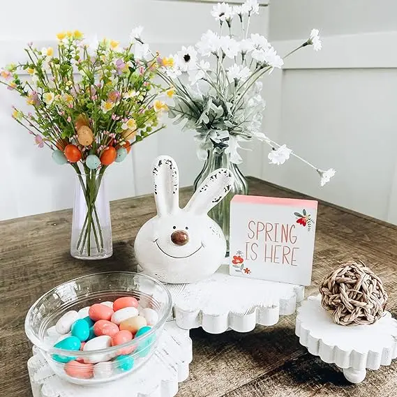 Easter Decorations 6 artificial Easter eggs Stem berries Eucalyptus greenery and flowers Spring Easter craft wreaths