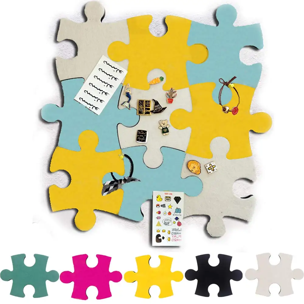 
Room notes custom colorful self adhesive puzzle shape felt eva small wall decorative stickers pin bulletin board cork board 