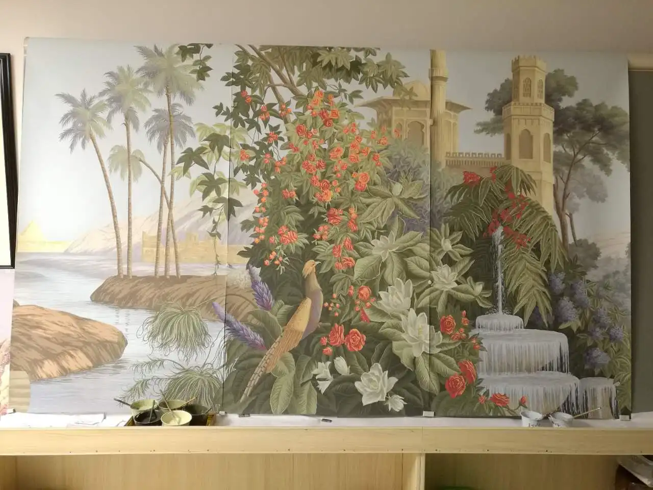 ROYI ART Chinoiserie hand painted wallpaper and embroidered silk wallpaper