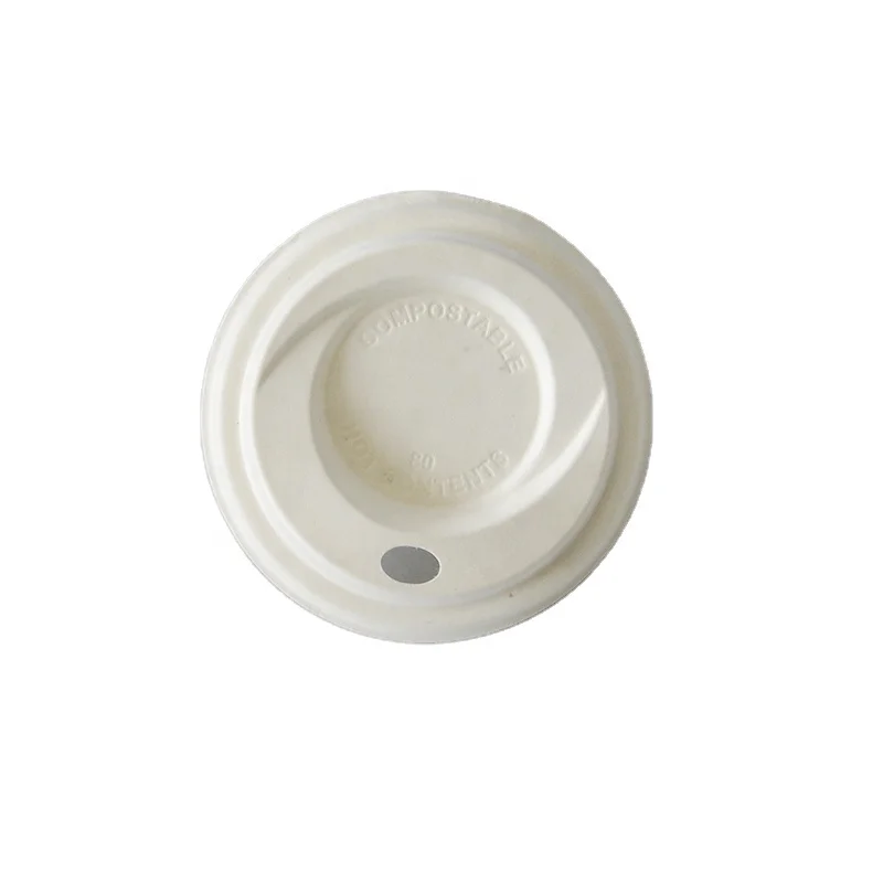 Yopack  hot selling 80/90 mm Disposable coffee cup lid biodegradable and compostable sugarcane bagasse pulp