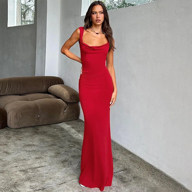 wholesale fashion big bow sleeveless long maxi evening dinner formal bodycon backless fishtail ladies sexy red party dress women