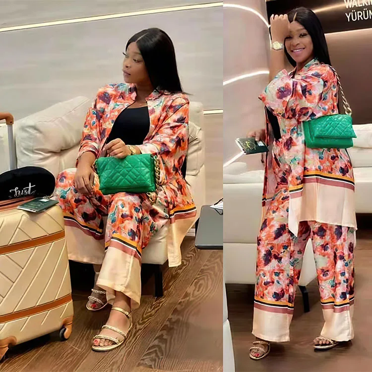 Бутик по оптовым ценам, роскошные женские ветер отжима Плиссированное шифоновое платье-баллон для девочек; Топ с длинными рукавами, комплект с широкими штанами trours erelegant костюм